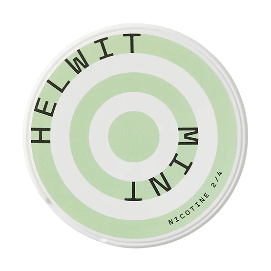 a white nicotine pouche of helwit in flavour mint with a normal strength